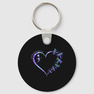 Suicide Prevention Awareness Week Heart Semicolon Key Ring