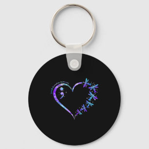 Suicide Prevention Awareness Week Heart Semicolon Key Ring