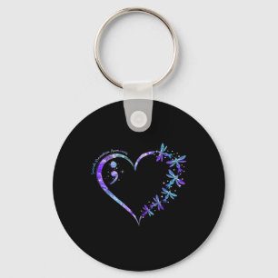 Suicide Prevention Awareness Week Heart Semicolon Key Ring