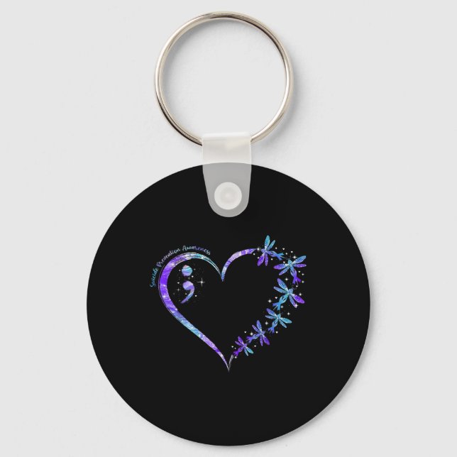Suicide Prevention Awareness Week Heart Semicolon  Key Ring (Front)