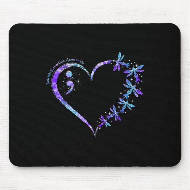 Suicide Prevention Awareness Week Heart Semicolon  Mouse Mat (Front)