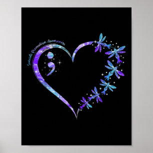 Suicide Prevention Awareness Week Heart Semicolon  Poster