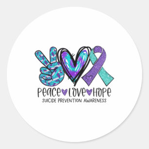 Suicide Prevention Awareness Week Peace Love Hope  Classic Round Sticker