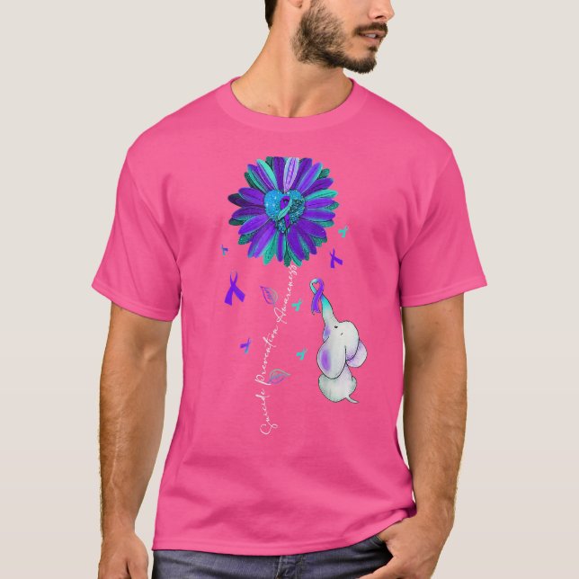 Suicide Prevention Awareness Week Ribbon Sunflower T-Shirt (Front)