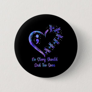 Suicide Prevention Awareness Week Semicolon Dragon 6 Cm Round Badge
