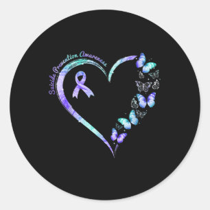Suicide Prevention Awareness Week Warrior Butterfl Classic Round Sticker
