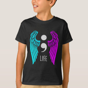 Suicide Prevention Awareness Wings Angel Semicolon T-Shirt