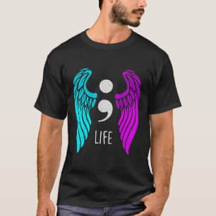 Suicide Prevention Awareness Wings Angel Semicolon T-Shirt
