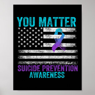 Suicide Prevention Awareness Women Men Ribbon Us F Poster