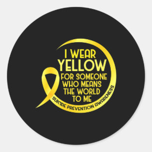 Suicide Prevention Awareness Yellow Ribbon I Wear Classic Round Sticker