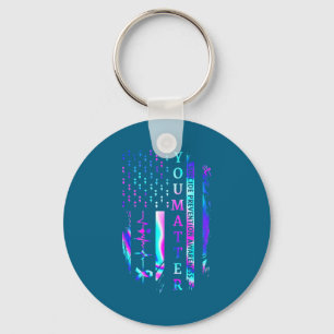 Suicide Prevention Awareness You American Flag  Key Ring