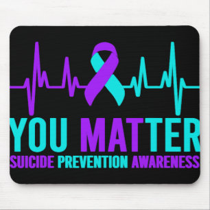 Suicide Prevention Awareness You Ribbon Heartbeat Mouse Mat