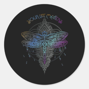 Suicide Prevention Awareness Your Life Matters Dra Classic Round Sticker