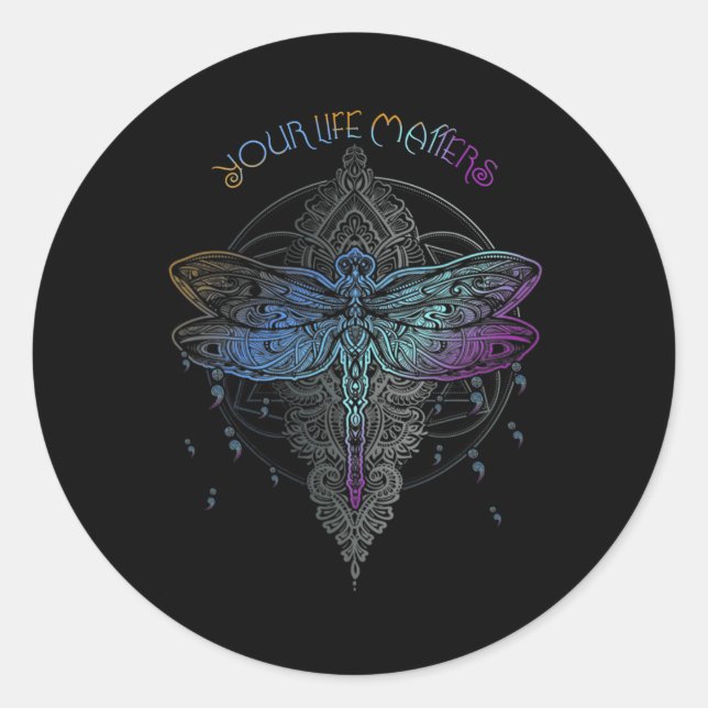 Suicide Prevention Awareness Your Life Matters Dra Classic Round Sticker (Front)
