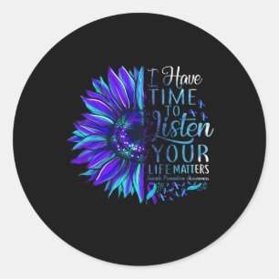 Suicide Prevention Awareness Your Life Problems Su Classic Round Sticker