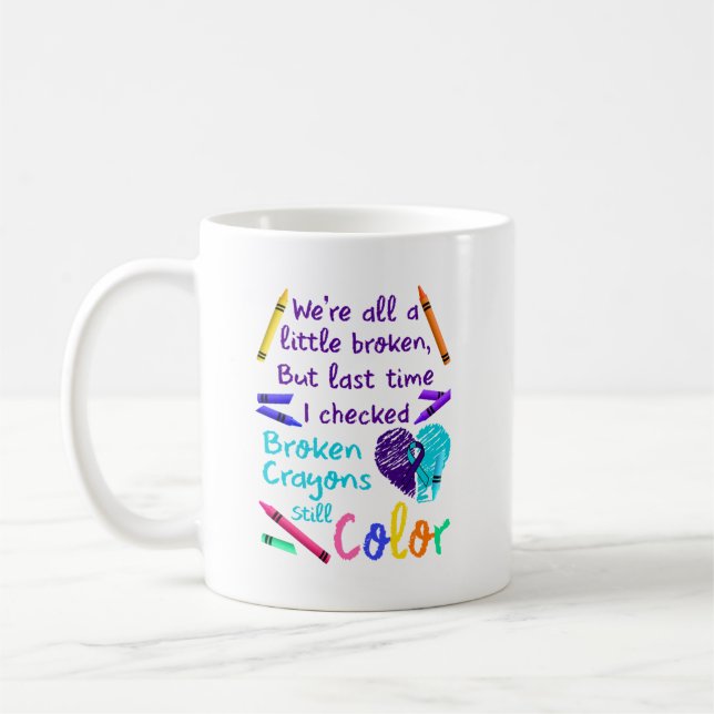 Suicide Prevention Broken Crayons Still Colour Coffee Mug (Left)