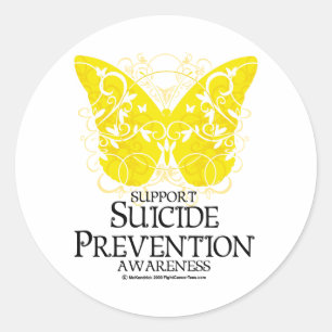 Suicide Prevention Butterfly Classic Round Sticker