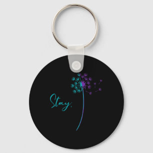 Suicide Prevention Dandelion Teal And Purple Stay Key Ring