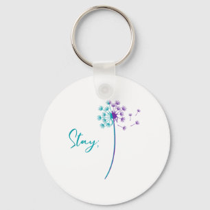 Suicide Prevention Dandelion Teal And Purple Stay Key Ring