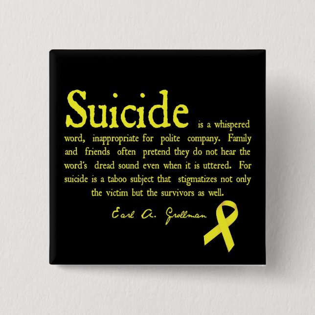 Suicide Prevention Flair with Grollman quote 15 Cm Square Badge (Front)