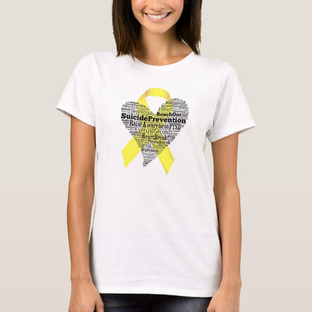 suicide prevention heart plain white T shirt (Front)