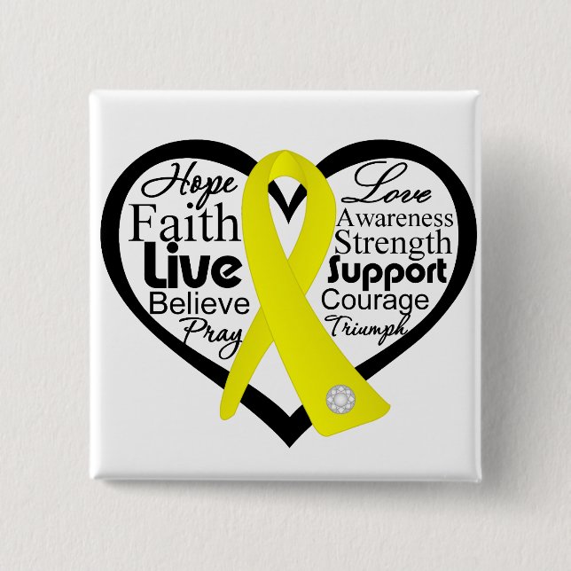 Suicide Prevention Heart Ribbon Collage 15 Cm Square Badge (Front)