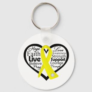 Suicide Prevention Heart Ribbon Collage Key Ring