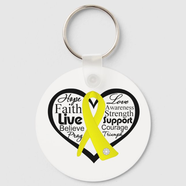 Suicide Prevention Heart Ribbon Collage Key Ring (Front)