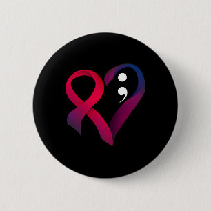 Suicide Prevention Heart Semicolon Mental Health A 6 Cm Round Badge
