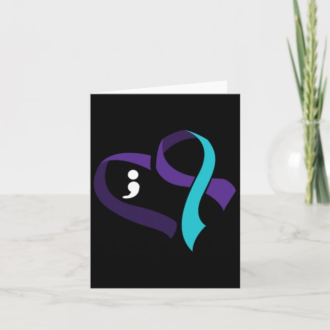 Suicide Prevention Heart Semicolon Mental Health A Card (Front)