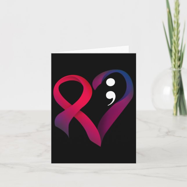 Suicide Prevention Heart Semicolon Mental Health A Card (Front)