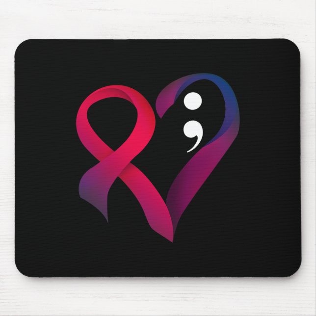 Suicide Prevention Heart Semicolon Mental Health A Mouse Mat (Front)