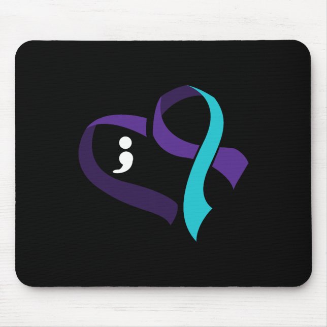 Suicide Prevention Heart Semicolon Mental Health A Mouse Mat (Front)