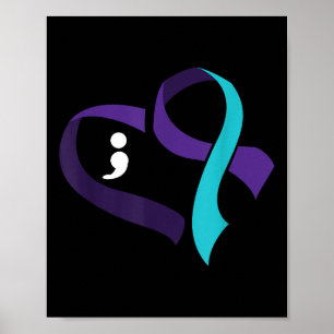 Suicide Prevention Heart Semicolon Mental Health A Poster