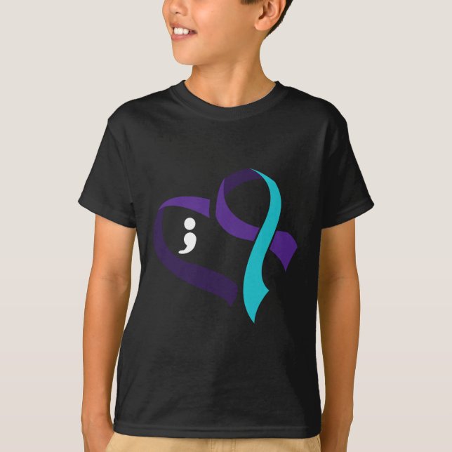 Suicide Prevention Heart Semicolon Mental Health A T-Shirt (Front)