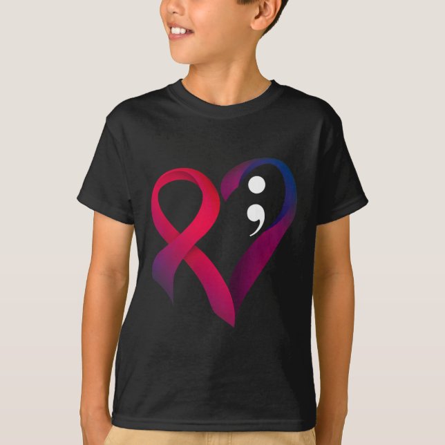 Suicide Prevention Heart Semicolon Mental Health A T-Shirt (Front)