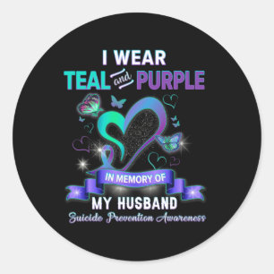 Suicide Prevention I Wear Teal Purple In Memory Of Classic Round Sticker