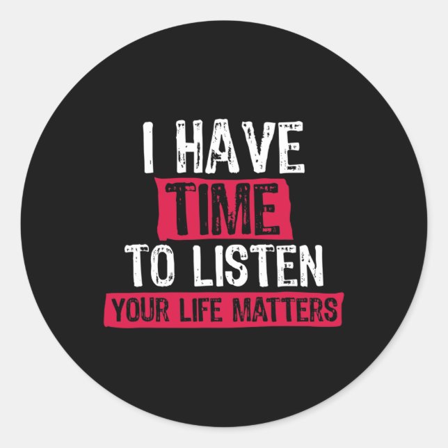 Suicide Prevention Life Problems  Classic Round Sticker (Front)