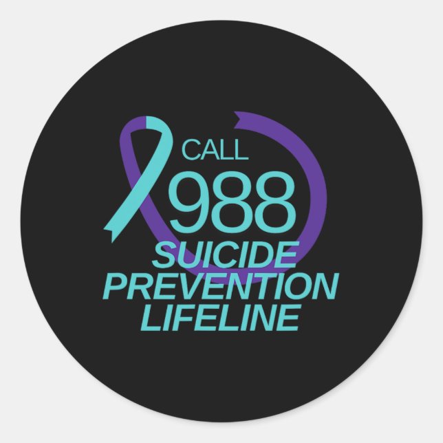 Suicide Prevention Lifeline Call 988  Classic Round Sticker (Front)