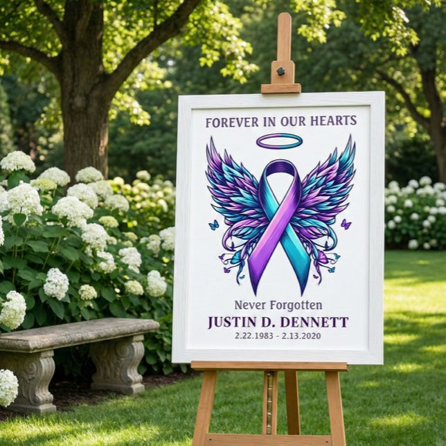 Suicide Prevention Memorial Funeral Welcome Sign (Suicide prevention awareness memorial funeral welcome sign for celebration of life)
