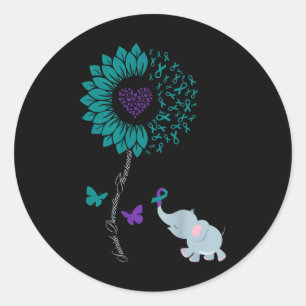 Suicide Prevention Mental Health Sunflower Elephan Classic Round Sticker