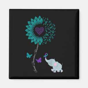 Suicide Prevention Mental Health Sunflower Elephan Magnet
