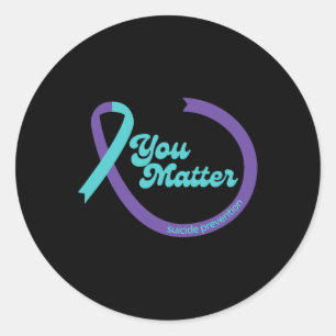 Suicide Prevention Ribbon Mental Health Awareness Classic Round Sticker
