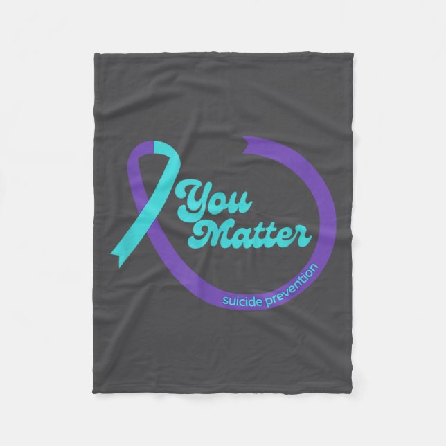 Suicide Prevention Ribbon Mental Health Awareness  Fleece Blanket (Front)
