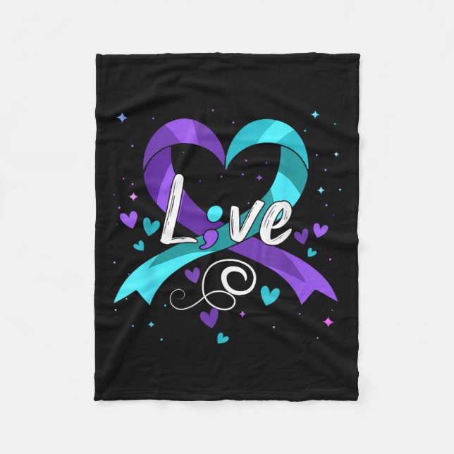 Suicide Prevention - Semicolon Suicide Awareness R Fleece Blanket (Front)