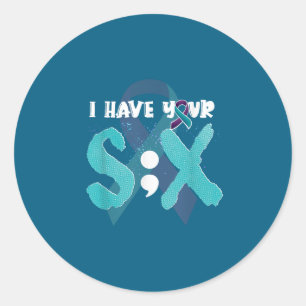 Suicide Prevention Shirt Awareness Semicolon Six S Classic Round Sticker