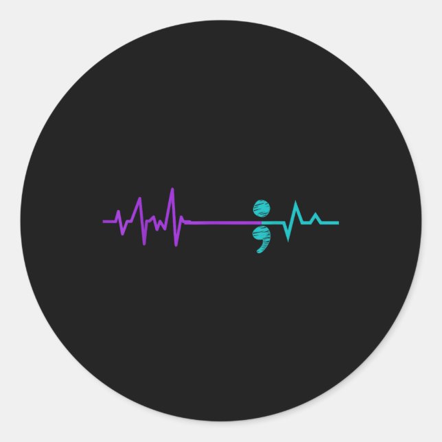 Suicide Prevention Shirt Awareness Semicolon Stay  Classic Round Sticker (Front)