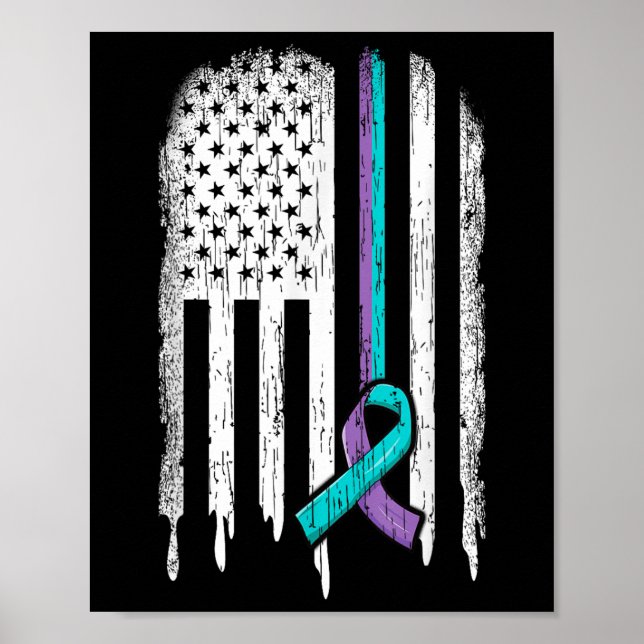 Suicide Prevention Shirt Usa Flag Ribbon Suicide S Poster (Front)