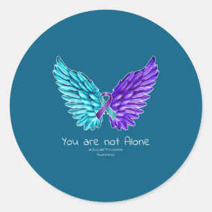 Suicide Prevention Shirt Wings And Ribbon Suicide Classic Round Sticker
