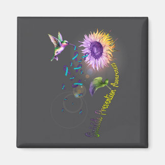 Suicide Prevention Sunflower Hummingbird Magnet